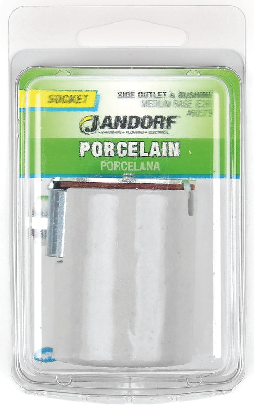 Jandorf 60579 Lamp Socket, 600 V, 660 W, Porcelain Housing Material, White