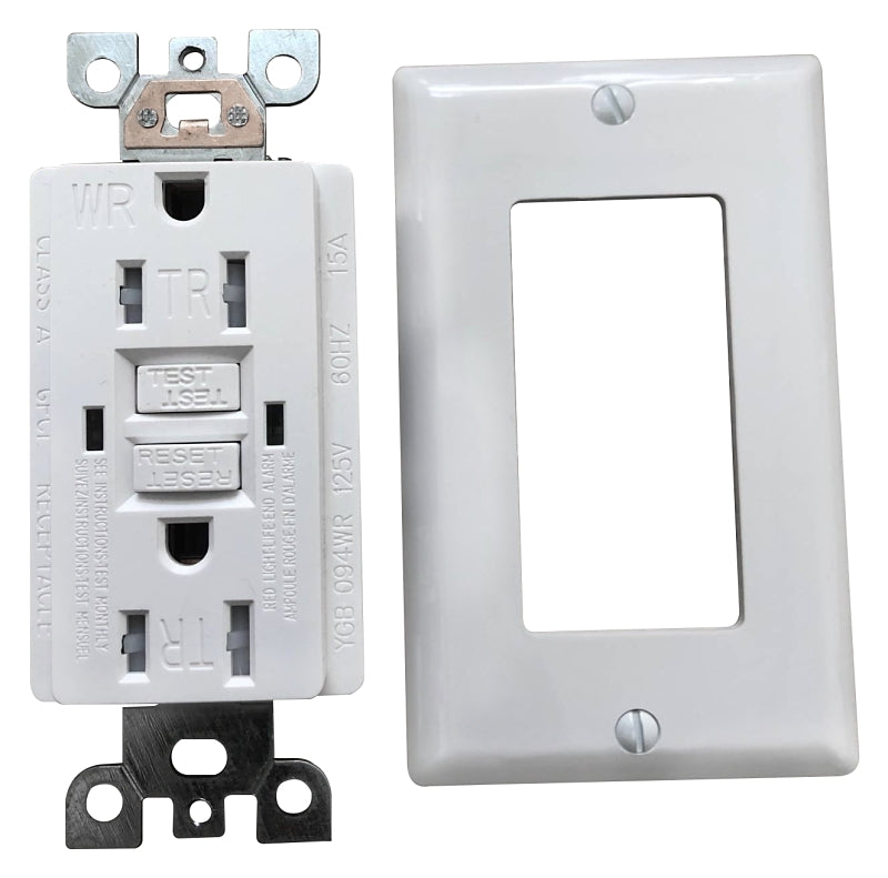 Genmax TRWR15WST GFCI Wall Receptacle, 15 A, White