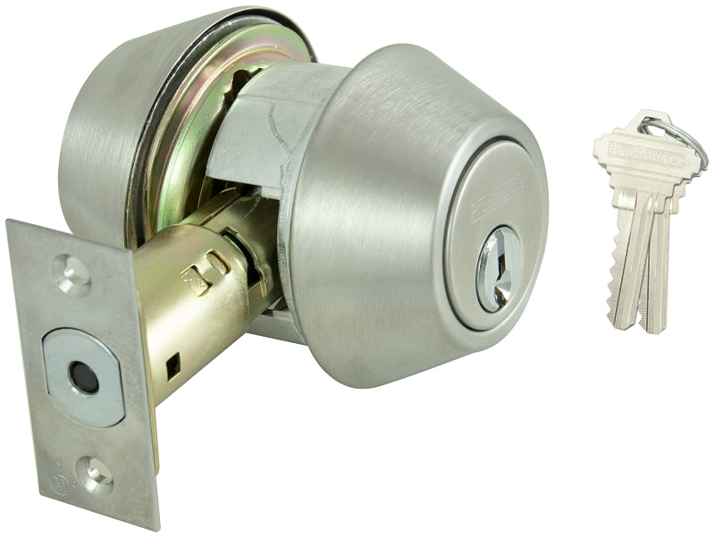 ProSource Deadbolt, 2 Grade, Satin, 2-3/8 to 2-3/4 in Backset, SC1 Keyway, 1-3/8 to 1-3/4 in Thick Door