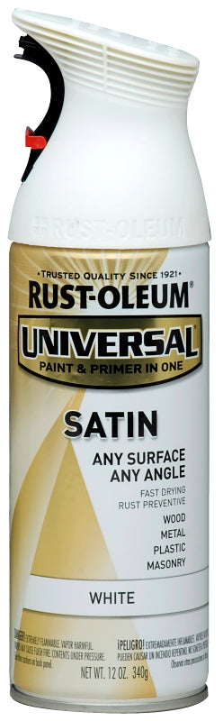 Universal 245210 Enamel Spray Paint, Satin, White, 12 oz, Can