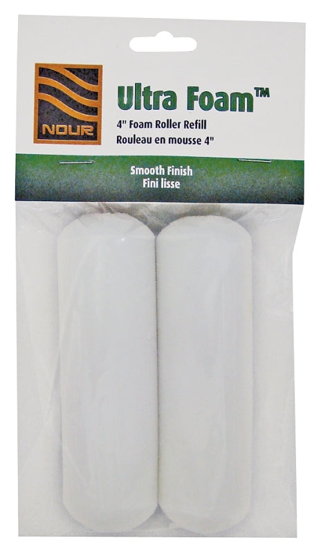 NOUR Ultra Foam Z 4U10-2 Roller Refill, 3/8 in Thick Nap, 4 in L, Foam Cover