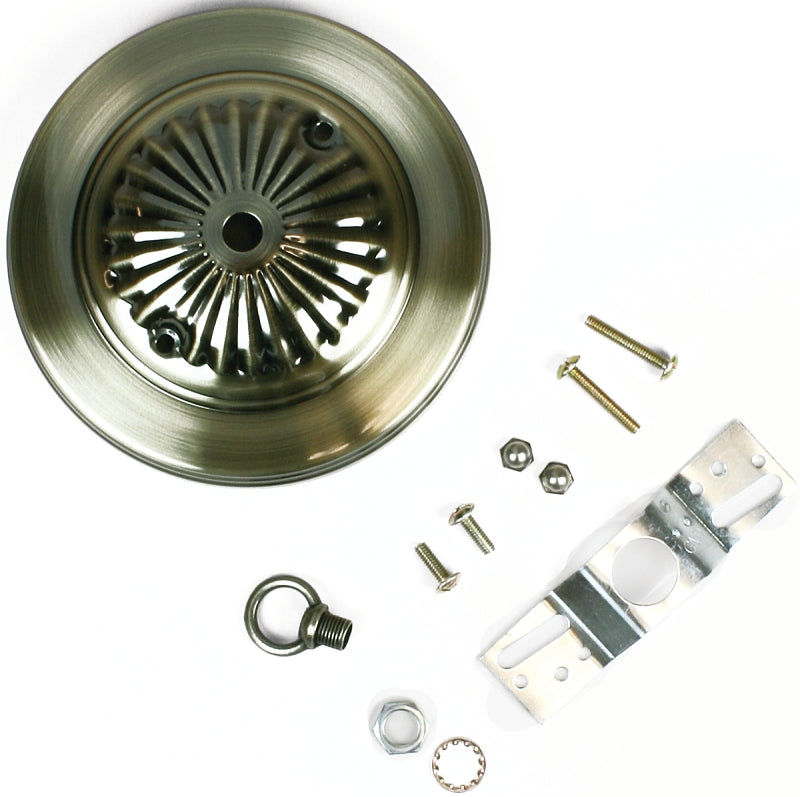 Jandorf 60215 Canopy Kit, Ceiling, Traditional, Antique Brass, For: Outlet Box and Hang Ceiling Fixture