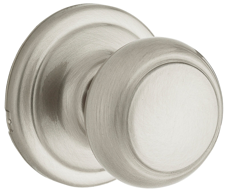 Weiser Troy Series 9GA1010-003 Passage Door Knob, 2-1/16 in Dia Knob, Satin Nickel