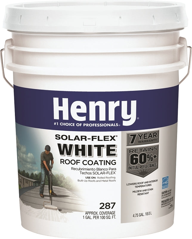 Henry HE287SF871 Elastomeric Roof Coating, White, 5 gal Pail, Cream