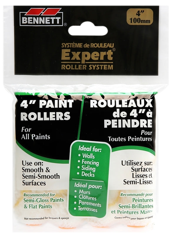 BENNETT 4X4 Y/S Paint Roller, 5 mm Thick Nap, 100 mm L, Fabric Cover