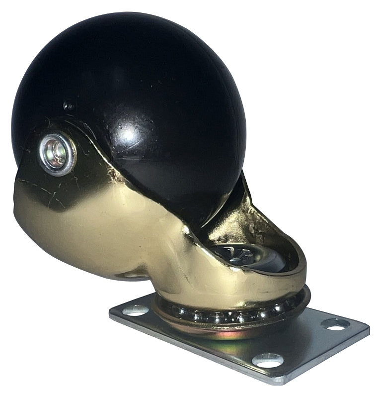 Dh Casters C-H20P2BR Swivel Ball Caster, 2 in Dia Wheel, Rubber Wheel, Black, 90 lb