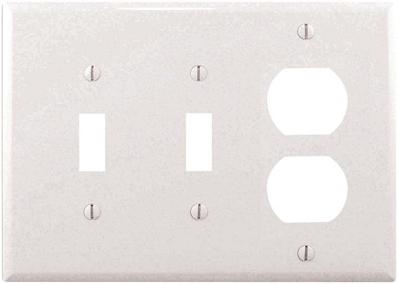Eaton Wiring Devices PJ28W Combination Wallplate, 4-7/8 in L, 6-3/4 in W, 3 -Gang, Polycarbonate, White