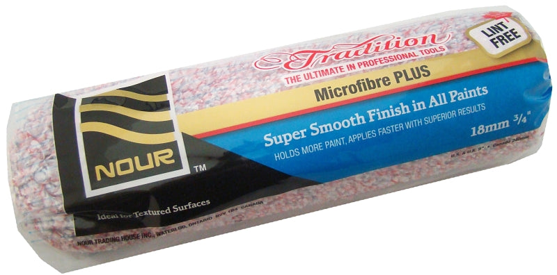 NOUR Z 9MFB18 Paint Roller Refill, 3/4 in Thick Nap, 9-1/2 in L, Microfiber Cover