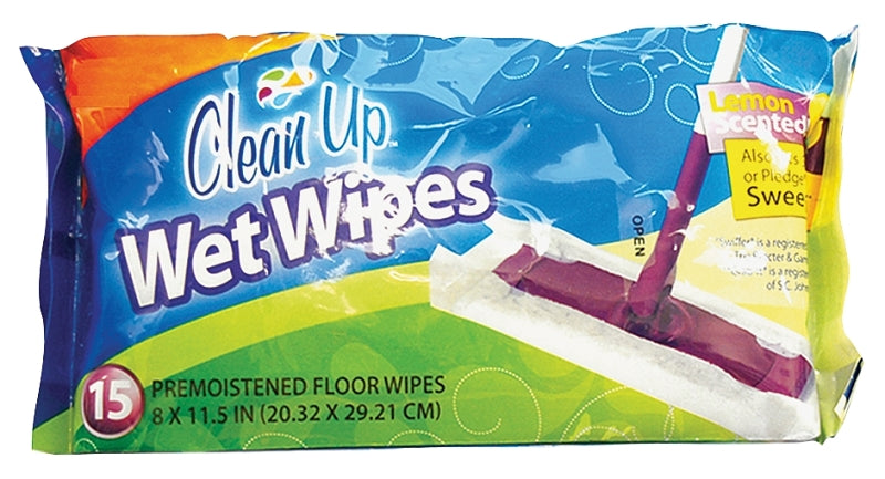 FLP Clean-Up 8863 Wet Floor Wipes, 8 in L, 11-1/2 in W