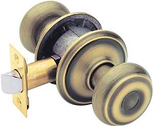 Schlage Georgian Series F10VGEO609 Passage Knob, Knob Handle, Metal, Antique Brass, 2-3/8, 2-3/4 in Backset