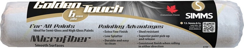 Golden Touch Superior Performance R-700 Roller Refill, 1/4 in Thick Nap, 9-1/2 in L, Microfiber Cover