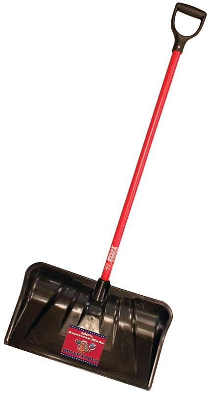 BULLY Tools 92814 Snow Shovel, 22 in W Blade, 19-3/4 in L Blade, Plastic Blade, Fiberglass Handle, 56 in OAL