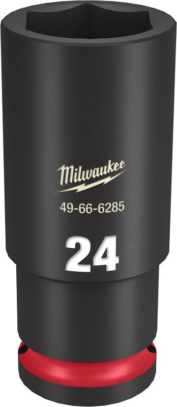 Milwaukee SHOCKWAVE Impact Duty Series 49-66-6285 Deep Impact Socket, 24 mm Socket, 1/2 in Drive, Square Drive, 6-Point