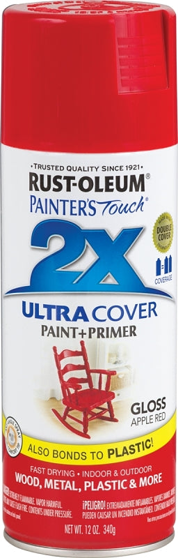 2X Ultra Cover 249124 Spray Paint, Gloss, Apple Red, 12 oz, Can