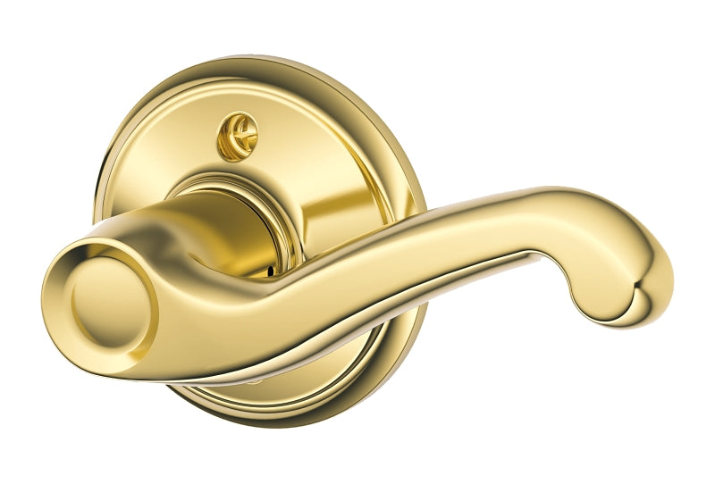 Schlage F Series F170 NV FLA 605 RH Dummy Lever, Mechanical Lock, Bright Brass, Lever Handle, Metal, Residential