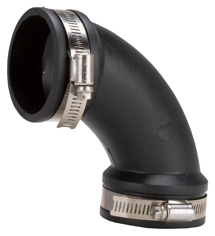 ProSource QL-200 Qwik Pipe Elbow, 2 in, 90 deg Angle, PVC, Black