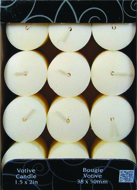 CANDLE-LITE 1276570 Scented Votive Candle, Creamy Vanilla Swirl Fragrance, Ivory Candle, 10 to 12 hr Burning