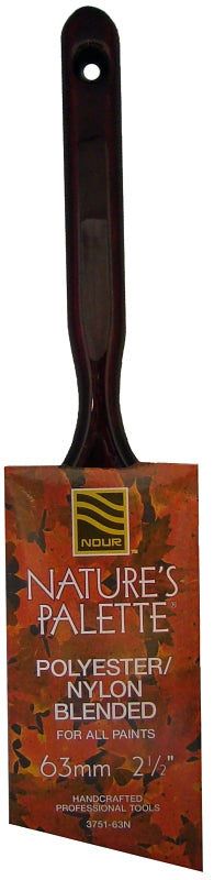 NOUR Nature's Palette 3751-63N Angular Paint Brush, 2-1/2 in W, 3 in L Bristle, Nylon/Polyester Bristle, Sash Handle