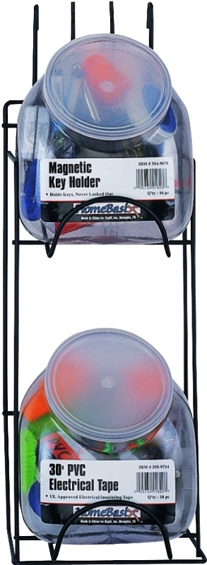 ProSource M59995 Display Rack, 2 Jar, 10 lb, 6-1/8 in OAW, 6 in OAD, 14-3/4 in OAH, 2-Shelf, Black