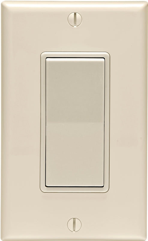 Decora C36-05671-02T Rocker Switch with Wallplate, 12 A, 120/277 V, SPST, Lead Wire Terminal, Light Almond