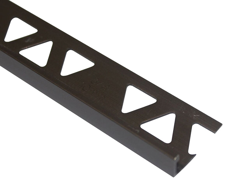 Shur-Trim ET2151SAB08 Flat Tile Edge, 8 ft L, 3/8 in W, Aluminum, Satin Antique Bronze