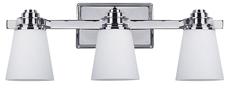 Canarm IVL220A03CH Vanity Light, 100 W, 3-Lamp, A Lamp, Steel Fixture, Chrome Fixture