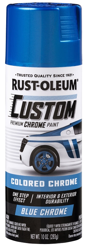 Rust-Oleum Automotive 340457 Premium Custom Paint, Chrome, Blue, 10 oz, Aerosol Can