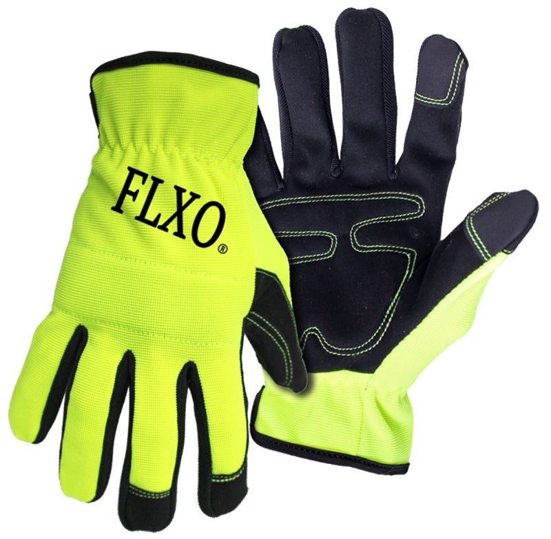 Boss 901L Mechanic Gloves, Men's, L, Open Cuff, Synthetic Leather, Black/Green