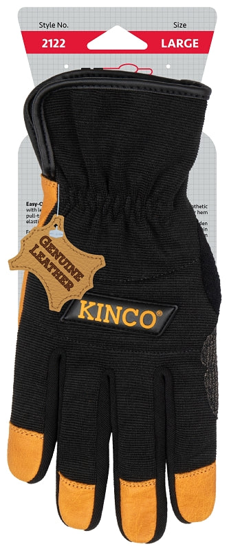 KincoPro 2122-XL Work Gloves, Men's, XL, Angled Wing Thumb, Easy-On Cuff, Polyester/Spandex Back