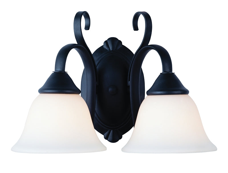 Boston Harbor F3-2W Two Light Vanity Fixture, 120 V, 60 W, A19 or CFL Lamp, Steel Fixture, Matte Black Fixture