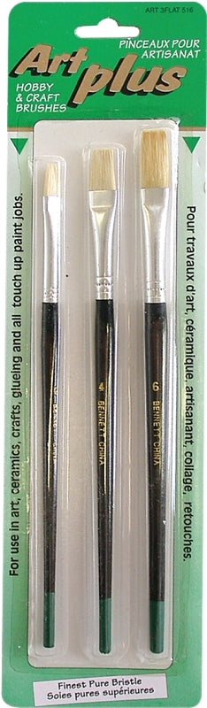 BENNETT ART 3FLAT 516 Artist Brush Set, Wood Handle