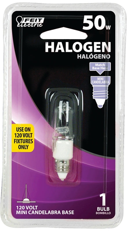 BULB HALOGEN MNI CAND CLR 50W