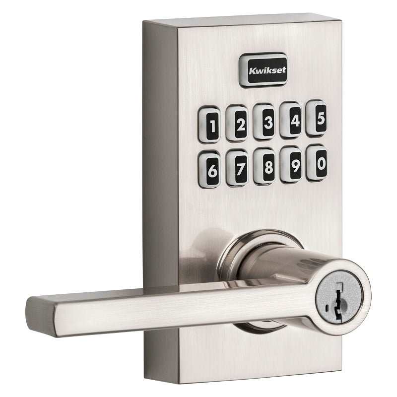 Kwikset SmartCode 917 Series 99170-003 Smart Lock, Satin Nickel, Residential, AAA Grade, Metal, Lever Interior Handle