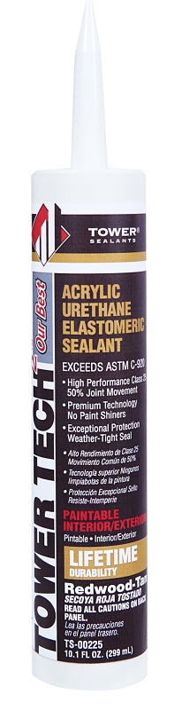 Tower Sealants TOWER TECH2 TS-00225 Elastomeric Sealant, Redwood Tan, 7 to 14 days Curing, 40 to 140 deg F, 10.1 fl-oz