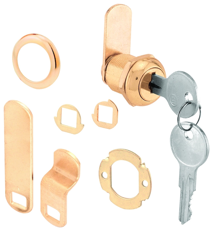 Defender Security U 9942 Drawer and Cabinet Lock, Keyed Lock, Y13 Yale Keyway, Brass
