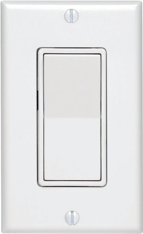 Decora C28-05671-02W Rocker Switch with Wallplate, 15 A, 120/277 V, SPST, Lead Wire Terminal, White