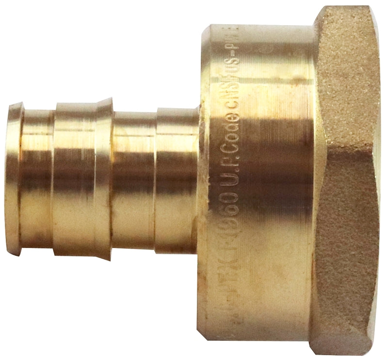 Apollo Valves ExpansionPEX Series EPXFA1234 Reducing Pipe Adapter, 1/2 x 3/4 in, Barb x FNPT, Brass, 200 psi Pressure