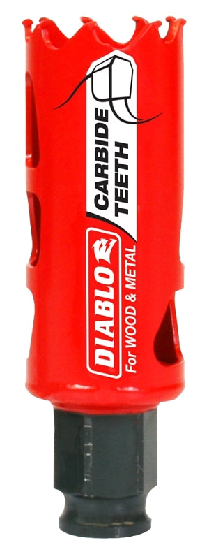 Diablo DHS1125CT GP Hole Saw, 1-1/8 in Dia, 2-3/8 in D Cutting, 3/8 in Arbor, Carbide Cutting Edge