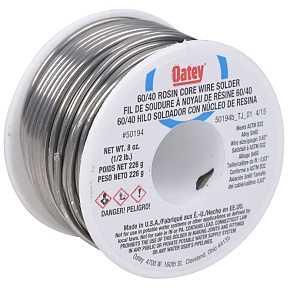 Oatey 50194 Rosin Core Solder, 1/2 lb, Solid, Silver, 361 to 375 deg F Melting Point