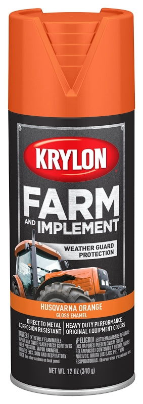 Krylon K01961777 Farm Equipment Spray, High-Gloss, Husqvarna Orange, 12 oz