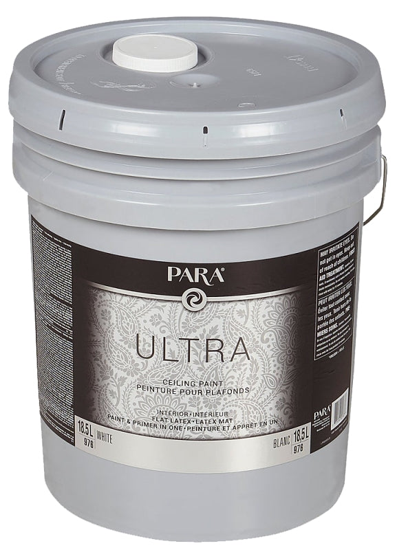 Para PR0040976-20 Ceiling Paint, Flat, White, 18.5 L, Latex, Water
