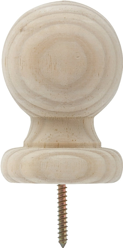 Waddell 212 Post Top, 2-3/4 in Dia, 4 in H, Small Ball, Pine