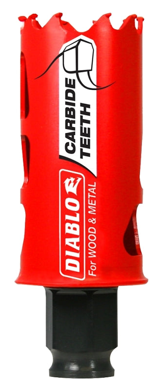 Diablo DHS1250CT GP Hole Saw, 1-1/4 in Dia, 2-3/8 in D Cutting, 3/8 in Arbor, Carbide Cutting Edge