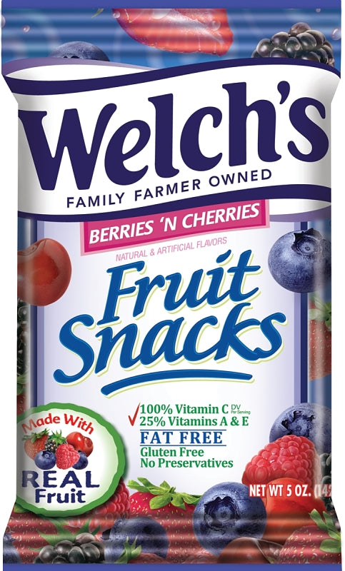 Welch's PIM05092 Fruit Snack, Blackberry, Blueberry, Cherry, Dark Cherry, Raspberry, Strawberry Flavor, 5 oz Bag