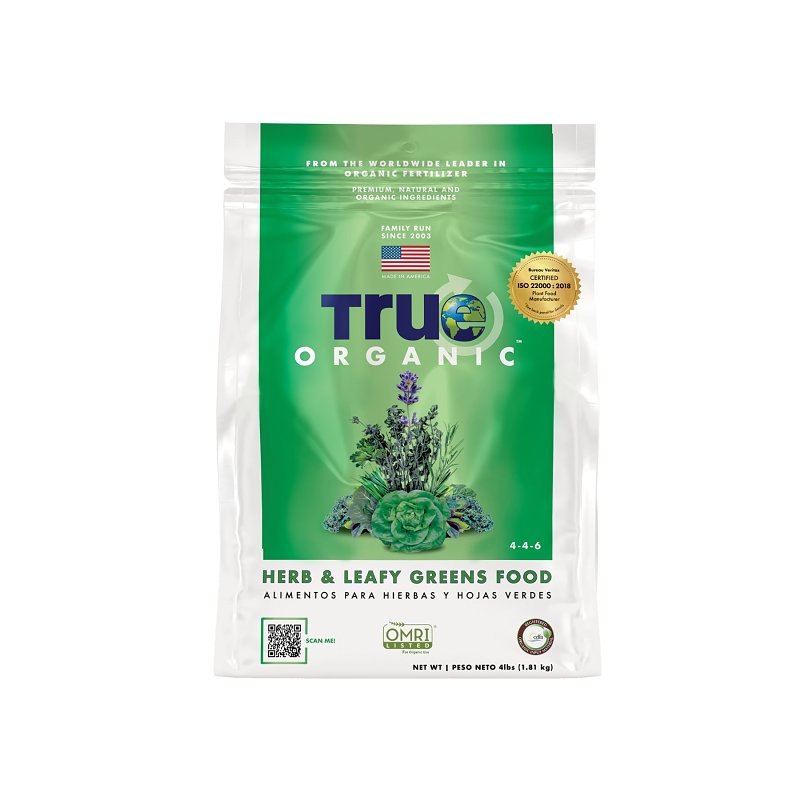 True ORGANIC R0010 Herb and Leafy Greens Food, 4 lb Bag, Granular, 4-4-6 N-P-K Ratio