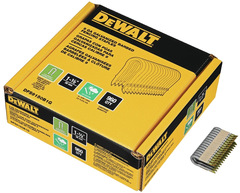 DeWALT DFS9150B1G Barbed Fence Staple, 9 ga Gauge, Galvanized Steel