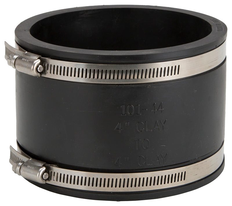 ProSource Coupling, 4 x 4 in, PVC, Black