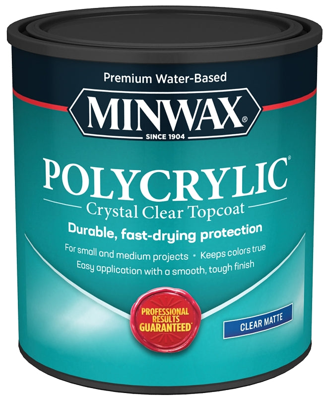 Minwax Polycrylic 622224444 Protective Finish, Matte, Liquid, 1 qt