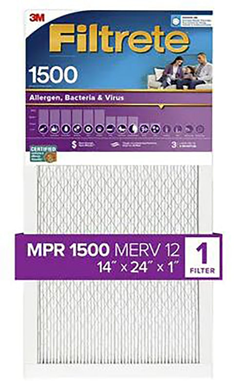 Filtrete UP23-4 Air Filter, 14 in L, 24 in W, 12 MERV, 1500 MPR