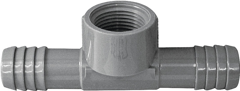 Boshart UPVCTFT-10 Combination Hose Tee, 1 in, Insert x Insert x FPT, PVC, Black